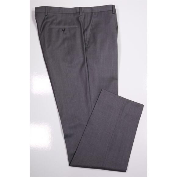 Hugo Boss Solid Gray Flat Front Wool Dress Pants Trousers Leenon 36x33 - Picture 1 of 8